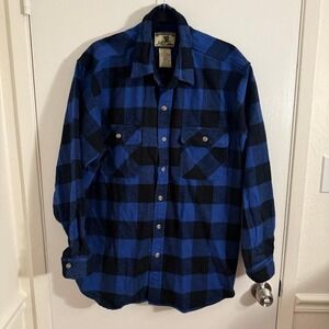 Field & Stream Men's Blue and Black Plaid XL Shirt Long Sleeve Flannel